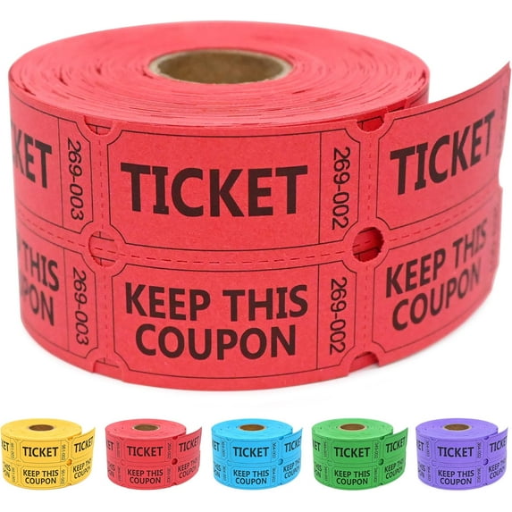 THOPBPRK 500 Raffle Tickets Double Roll, Raffle Tickets Roll with Name and Phone Number Information, Paper Raffle, Events, Class Reward & Door Prize for Halloweeen Christmas Party (Red)