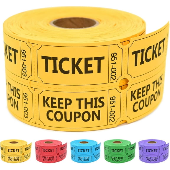 THOPBPRK 500 Raffle Tickets Double Roll, Raffle Tickets Roll with Name and Phone Number Information, Paper Raffle, Events, Class Reward & Door Prize for Halloweeen Christmas Party (Yellow)