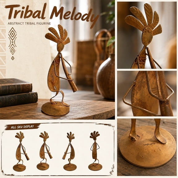 THOPBPRK Abstract Musician Figurine Creative Horn Player Statue Tabletop Ornament Decorative Character Sculpture for Living Room Desktop Bookshelf Display , A
