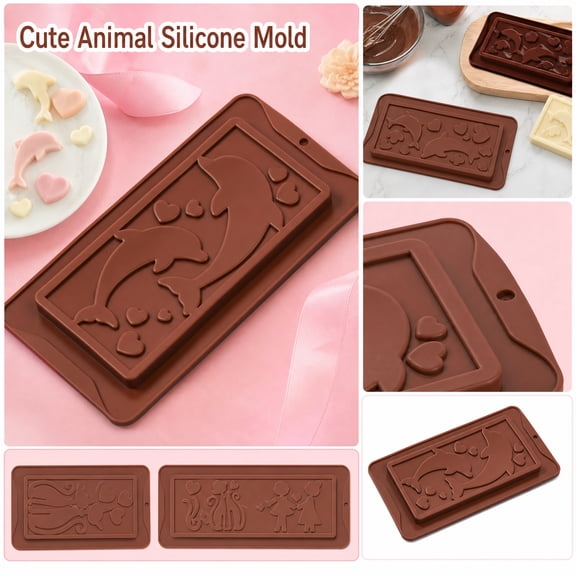 THOPBPRK Animal Cartoon Pattern Baking Cake Mold DIY Heat Resistant Dessert Tray Easy Release Decorating Tool For Home Kitchen Family Party Celebration Events Crafting , A