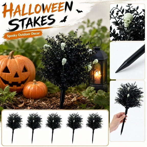 THOPBPRK Artificial Pumpkin Ground Stake for Halloween Decorations, Leaf Yard Sign, Decorative Fall Lawn Ornament for Outdoor Home Garden Patio Seasonal Decor