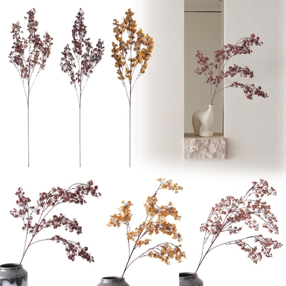 THOPBPRK Artificial Winterberry Stems Faux Floral Arrangement for Fall Home Decor, Thanksgiving Table Centerpiece, Rustic Autumn Floral Stems for Living Room Hotel Vase, A