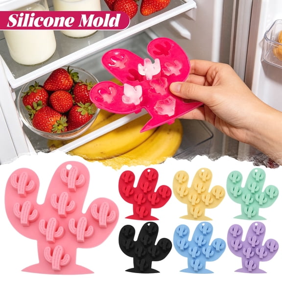 THOPBPRK Cactus Cookie Cutter, Silicone Cactus Ice Tray Diy Chocolate Mold Baking Mold for Ice Novelty Shape Kitchen Accessories Decorations Party Supplies, 1pcs Black, 5.7x5.7 Inch
