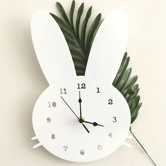 THOPBPRK Cartoon Rabbit Desktop Clock Cute Animal Shaped Timepiece for Bedroom Study Room Nightstand Decor Modern Decorative Clock for Students and Home Environment, White