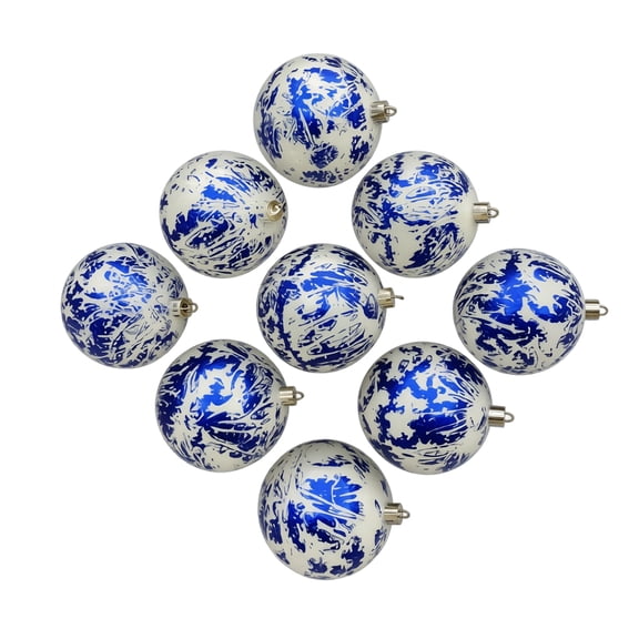 THOPBPRK Christmas Ball Ornaments Holiday Tree Hanging Decorations Festive Party Baubles Shatterproof Hanging Pendants Marbled Pattern Sphere Set for Seasonal Celebration New Year , 1Pack Blue