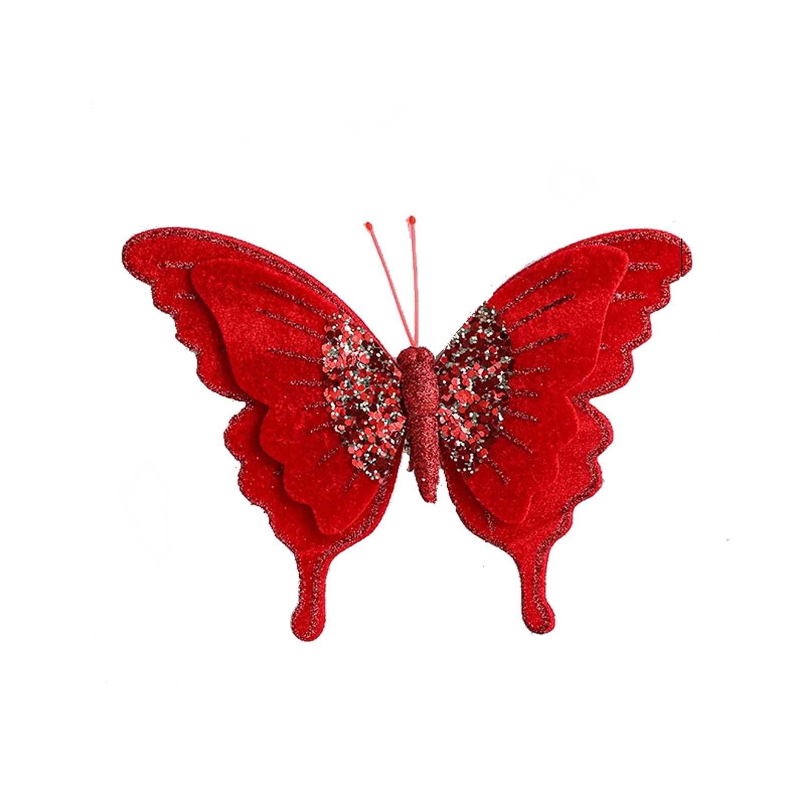 THOPBPRK Christmas Bow Ornament 2025 Gold Velvet Fabric Bow Clip Double ...