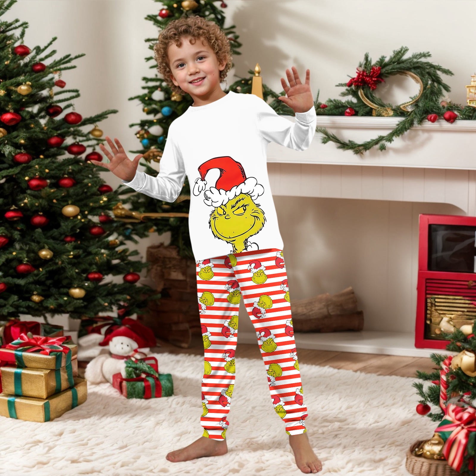 THOPBPRK Christmas Green Christmas Matching Pajamas Set – Family ...