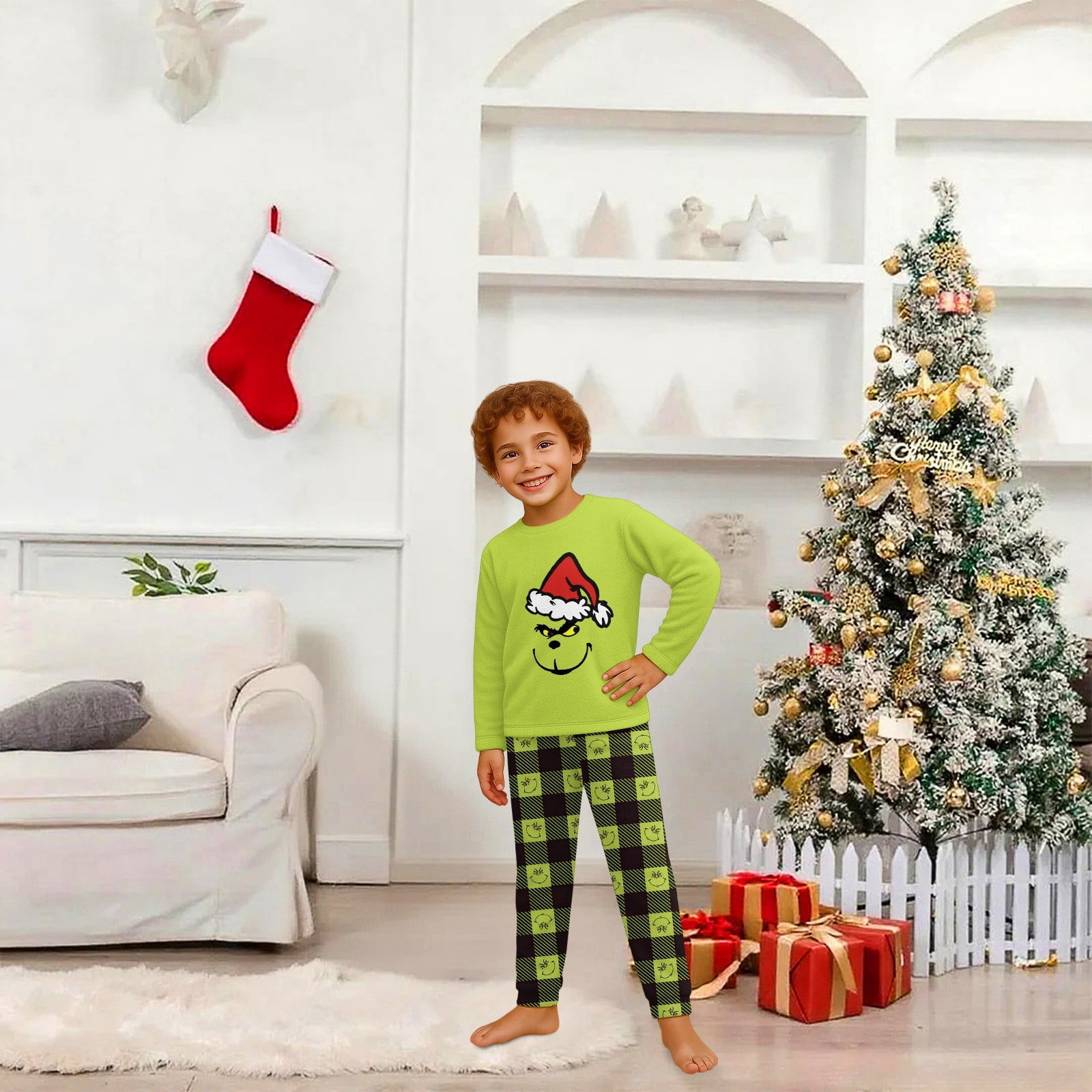 THOPBPRK Christmas Grinch Pajamas Set – Matching Family Holiday PJs for ...
