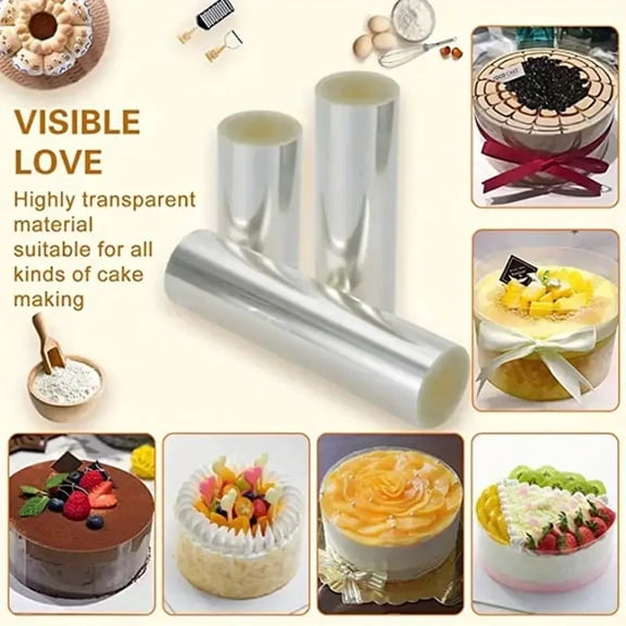 THOPBPRK Clear Cake Collars For Baking And Decorating, Transparent Acetate Roll For Cakes And Desserts, Hard Border For Chocolate Work And Cheesecakes, Clear