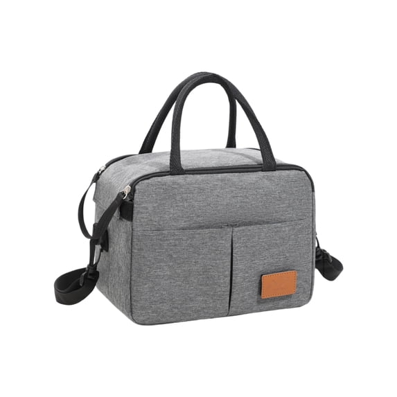 THOPBPRK Color Insulated Picnic Bag Crossbody Thermal Lunch Bag Portable Cooler Tote With Shoulder Strap For Outdoor Travel Camping Work Beach Trips Daily Food Carrier , Gray