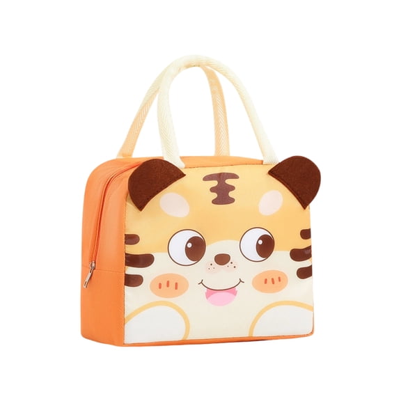 THOPBPRK Cute Cartoon Insulated Lunch Bag Portable Thermal Lunch Box Tote Reusable Meal Prep Food Carrier For Work School Commuting Picnic Beach Trips Daily Dining Storage Bag , Orange