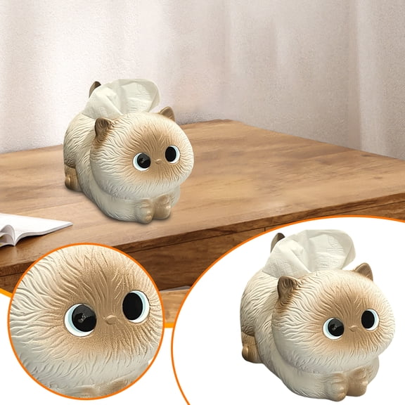 THOPBPRK Cute Siamese Cat Tissue Box Holder, Decorative Napkin Dispenser for Living Room Coffee Table, Unique Animal Figurine Home Decor for Easter Gifts & Valentines Day