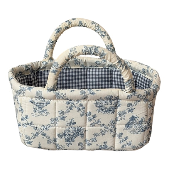 THOPBPRK Floral Fabric Storage Basket Multi-functional Laundry Bin for Toys and Snacks Desktop Cosmetic Organizer for Decorations and Spring Summer Home Decor Accents 1pcs, 8.8x4.9x4.9 Inch F