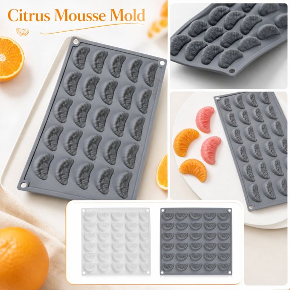 THOPBPRK Fruit Series Orange Shaped Cake Mold Heat Resistant Chocolate Dessert Baking Pan Easy Release Decorating Tool for Kitchen Holiday Party Gathering Celebration , Gray