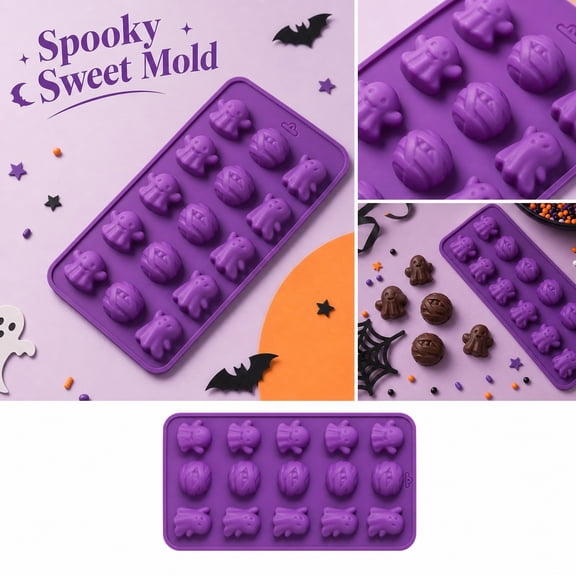 THOPBPRK Halloween Baking Mold Purple Silicone Ghost Shape for Chocolate Cake DIY Crafting, Food Grade Kitchen Tool for Holiday Party Favors and Seasonal Treats