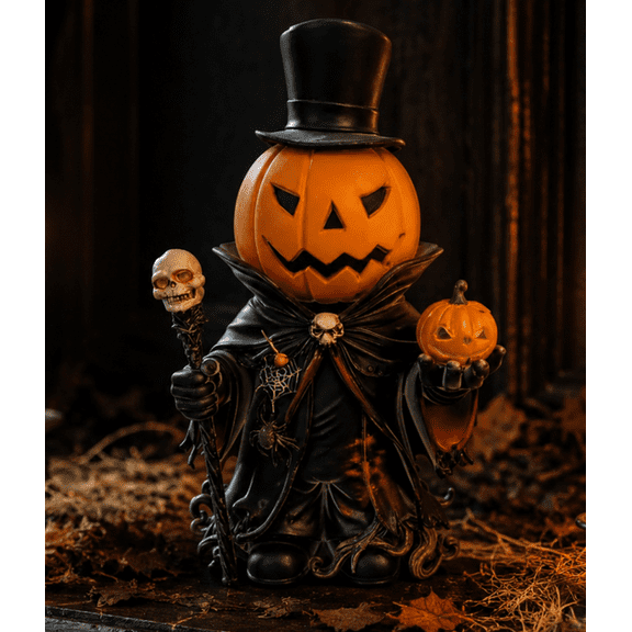 THOPBPRK Halloween Jack-O-Lantern Horror Pumpkin Desktop Ornament Haunted House Party Decor Holiday Table Centerpiece Festive Sculpture Home Figurine , 3.9 Inch E