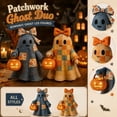 thumbnail image 1 of THOPBPRK Halloween Patchwork LED Light Decor, 7.8Inch Cute Bowtie Ghost Ornament for Couples, Battery-Operated Festive Tabletop Lamp for Halloween Home Living Room Decor,1Pack A, 1 of 7