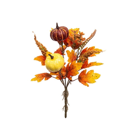 THOPBPRK Halloween Pumpkin Floral Stem Artificial Autumn Maple Leaf Pick Fall Flower Arrangement Thanksgiving Table Centerpiece Faux Foliage Spray For Vase Home Decor , A