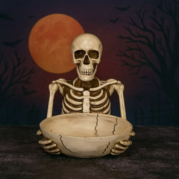 THOPBPRK Halloween Skeleton Storage Tray, Skull Halloween Candy Dish Fruit Snack Serving Tray Platter Cupcake Containers Goth Dining Table Centerpiece Halloween Serving Trays and Platters