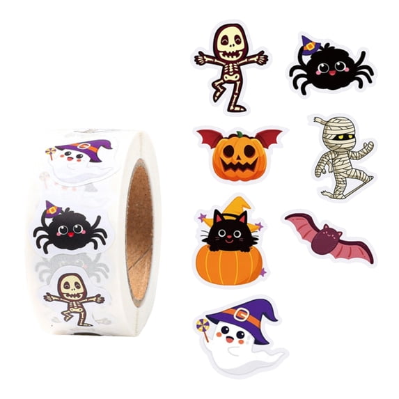 THOPBPRK Halloween Stickers for Party Favors, Adhesive Decorative Decals for Bags, DIY Craft Supplies for Classroom Rewards, Spooky Holiday Decorations, 1Pack D