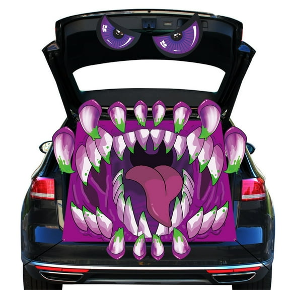 THOPBPRK Halloween Trunk or Treat Car Decorations Kit, Monster Halloween Car Decor for Car SUV Garage Door Entryway Archway Decorations Halloween Outdoor Decorations White Monster