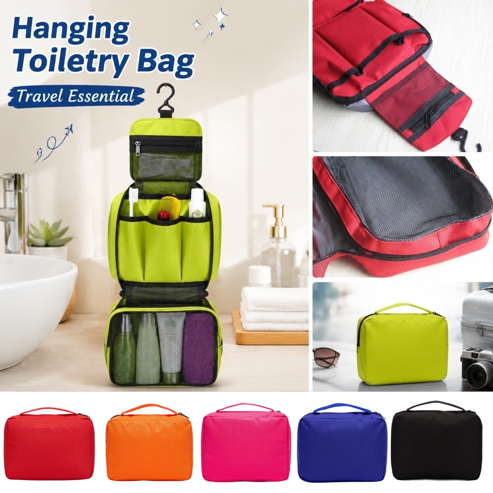 folding travel hanging toiletry bag Folding/Hanging Case Striped in hook lets you hang the bag anywhere THOPBPRK Hanging Toiletry Bag Travel