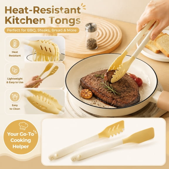 THOPBPRK Heat Resistant Kitchen Tongs for Grilling BBQ Steak Bread Cooking Utensils Set Non-Slip Stainless Steel Food Tongs for Outdoor Grilling and Indoor Kitchen Use