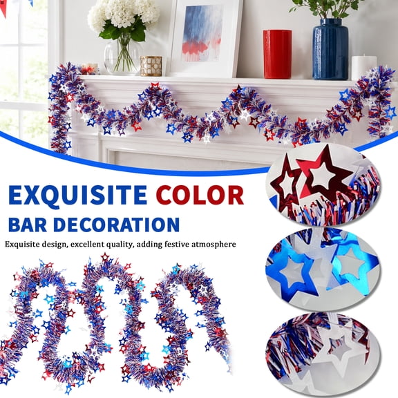 THOPBPRK Hollow Star Garland Streamers Shimmering Festive Fringe Hanging Decorations for Birthday Party Wedding Reception Graduation Classroom Home Celebration Party Supplies Pack , A
