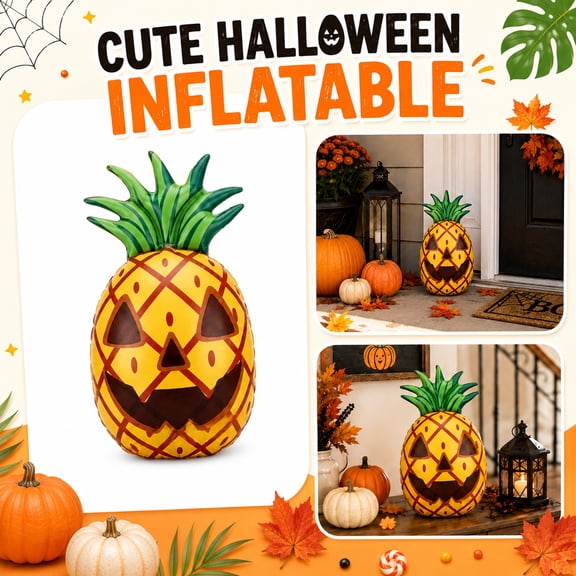THOPBPRK Inflatable Pineapple Skull Decoration, Large Blow Up Novelty Toy for Pool Parties, Funny Luau & Tiki Bar Decor, Spooky Halloween Prop for Indoor & Outdoor Fun, 1PackA