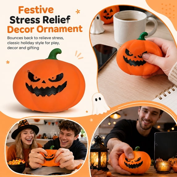 THOPBPRK Large Funny Pumpkin Toy, Sensory Squeeze Figurine for Adults and , Soft Halloween Decorations, Fun Desk Decor for Home and Holiday Gifts