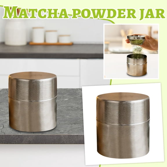 THOPBPRK Matcha Powder Canister Portable Storage Jar Compact Kitchen Container For Tea Coffee Milk Powder Storage Moisture Resistant Sleek Design For Home Travel Pantry Organization, silver