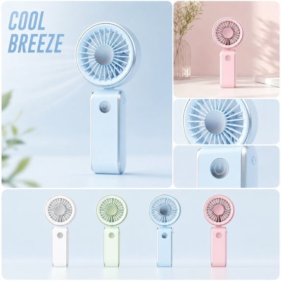 THOPBPRK Mini Handheld Fan Portable Pocket Fan Rechargeable Personal Cooler 3 Speed High Airflow Cordless Fan Lightweight Design Outdoor Travel Camping Desktop , 1Pack Blue