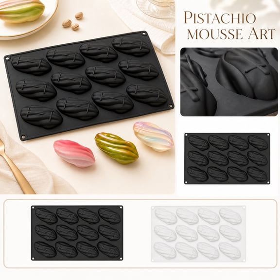 THOPBPRK Multi Cavity Nut Shaped Cake Baking Tray Flexible Dessert Decorating Pan DIY Baking Mold For Home Kitchen Party Dessert Making Holiday Celebration , Black