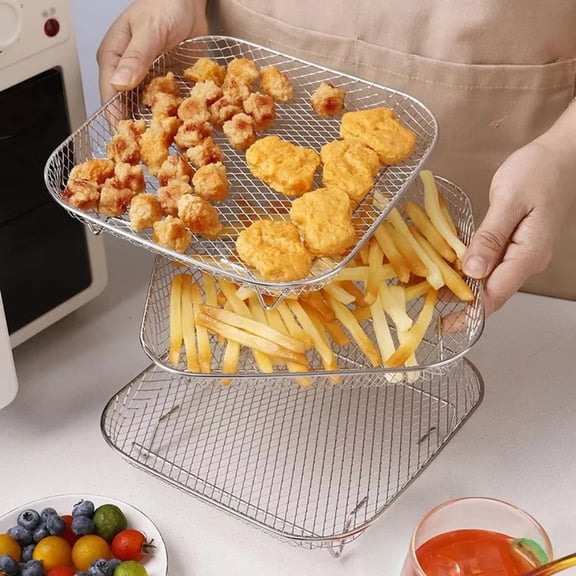 THOPBPRK Multi-Functional and Steaming Rack for Baking and Roasting Elevated Grid Wire Rack for Draining and Dehydrating Kitchen Accessory for Even Airflow, Silver