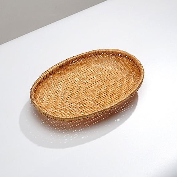 THOPBPRK Oval Woven Storage Basket Decorative Tabletop Organizer Bin for Home and Kitchen Countertop, Perfect for Easter Decorations and Valentines Day Gifts, 1Pcs, B