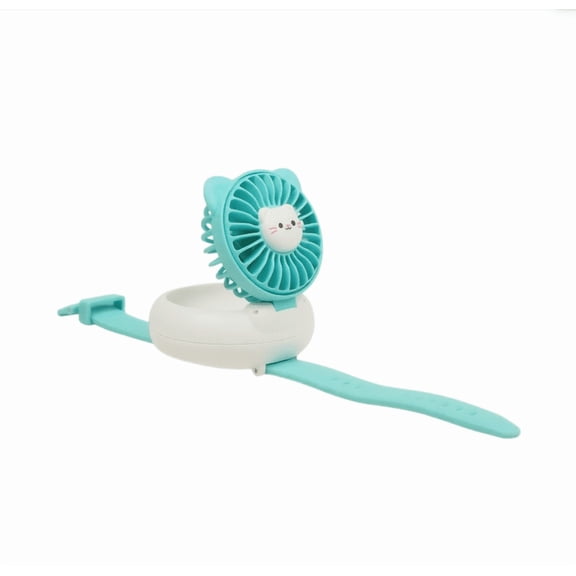 THOPBPRK Portable Wearable Watch Fan with Cute Cartoon Animal Design Three Speed Adjustable Personal USB Rechargeable Fan for Outdoor Travel Summer Outings and Daily Commuting Use, 1Pack Blue