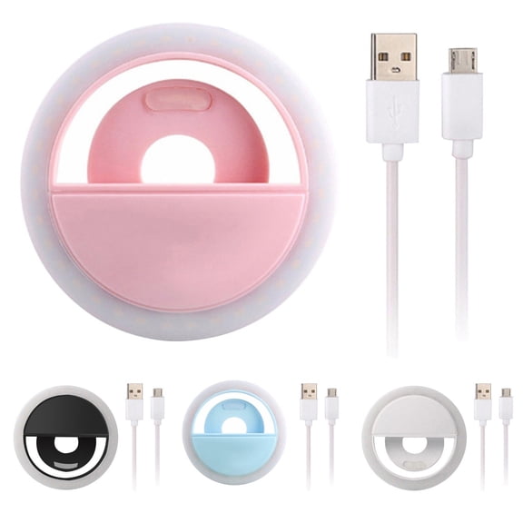 THOPBPRK Rechargeable LED Selfie Ring Light with 3-Level Dimming Clip-on Phone Light for Photography and Video Calls Perfect Gifts and Lighting Glow, 1Pcs Black