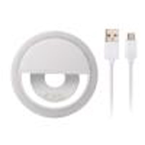 THOPBPRK Rechargeable LED Selfie Ring Light with 3-Level Dimming Clip-on Phone Light for Photography and Video Calls Perfect Gifts and Lighting Glow, White