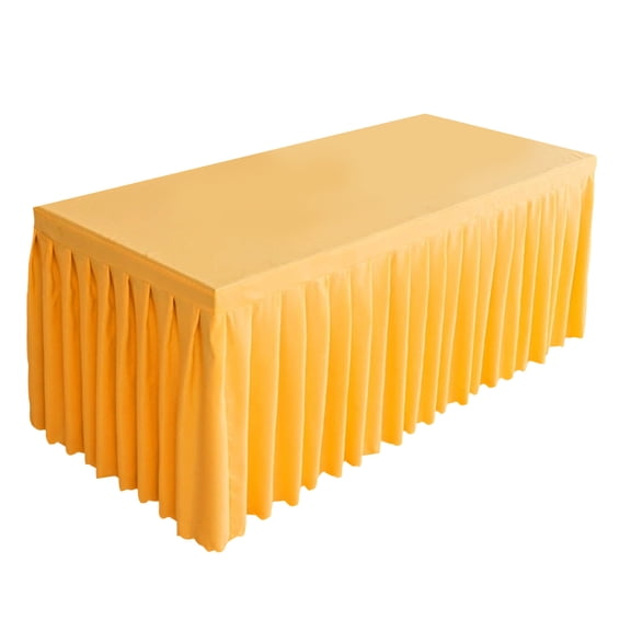 THOPBPRK Rectangular Ruffle Tablecloth Wrinkle Resistant Polyester Fitted Table Cover for Wedding Banquets Parties Decorations Table Decor Tablecloths, 3.9x2.4x1.9 ft