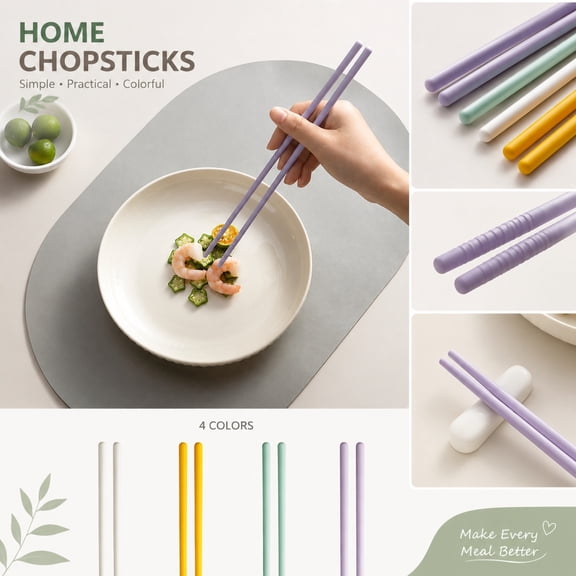 THOPBPRK Reusable Silicone Coated Steel Core Chopsticks, Non-Slip Cooking and Dining Utensils, Mint Green Kitchenware for Valentines Day Gifts and Holiday Table Decor, Mint Green