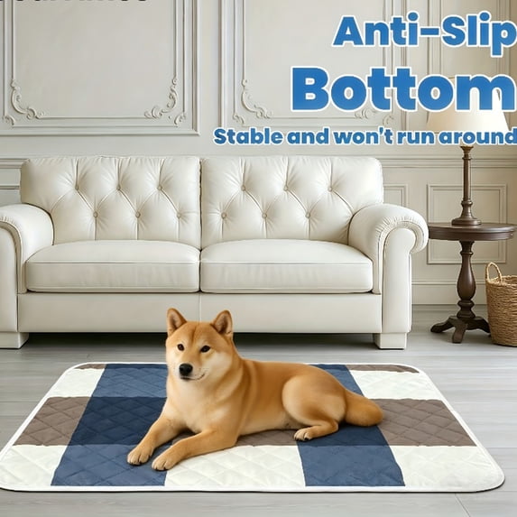 THOPBPRK Soft Plaid Pet Bed Mat for Cats and Dogs, Cozy Blue and White Checked Cushioned Floor Pad, Comfortable Washable Pet Resting Rug for Home Living Room Decor, 12 x 16 in, 1Pack A
