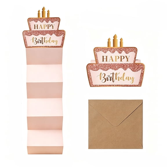 THOPBPRK Surprise Pop Up Cake Greeting Card With Decorative Envelope For Birthday Celebration And Anniversary Party Invitation Card For Family Friends, 1Pack B