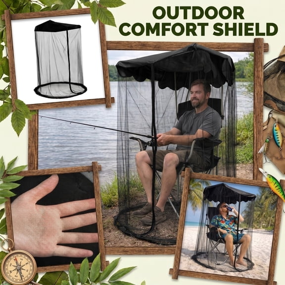 THOPBPRK Umbrella for Chair , Chair Mesh Cover Protective Bug Net for Camping Fishing and Backyard Relaxation Portable Shield for Outdoor Seating and Patio Furniture Accessories, 1pc Black Size:M