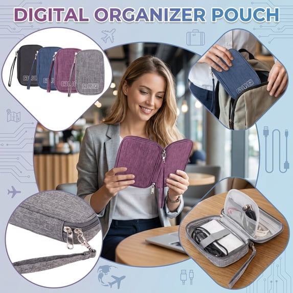 THOPBPRK Universal Electronic Organizer Travel Cable Pouch Mini Power Bank Case Tech Accessory Storage Bag for Cords Chargers Gifts for Techies, Black