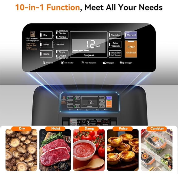 THOPBPRK Vacuum Sealer Machine Automatic Food Sealer Dry Wet Food Preservation One Vacuum Packer Meal Prep Helper Kitchen Storage Device For Freshness Organization Home Cooking , 1Pack C