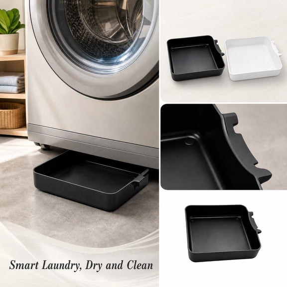 THOPBPRK Washing Machine Pan with Guide Plate, Universal Drip Tray for Top Load and Front Load Washers, Leak Protector and Floor Guard for Laundry Room , 1Pack Black