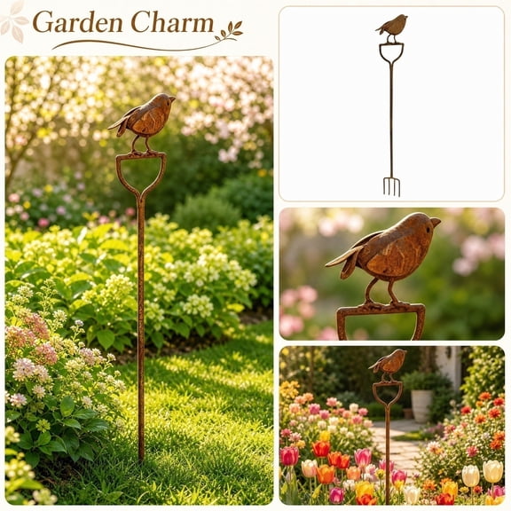 THOPBPRK Weathered Animal Garden Stake Outdoor Yard Art Silhouette Patio Lawn Ornament Decorative Garden Sculpture For Backyard Flowerbed Walkway Home Decor Display , C