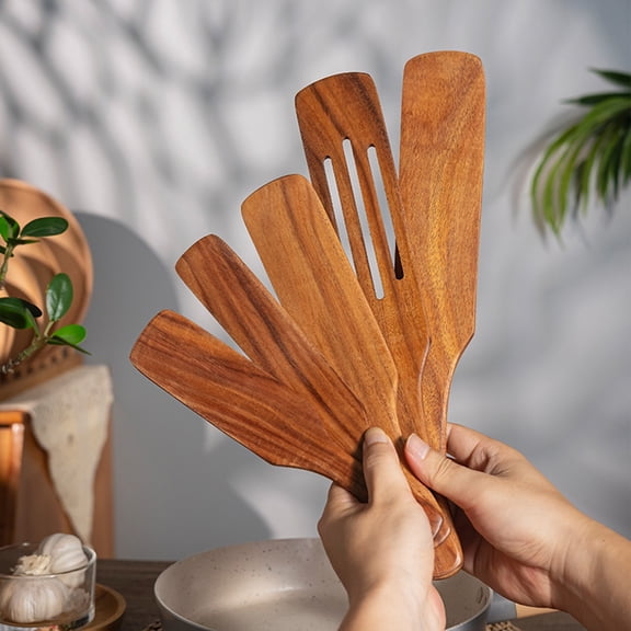 THOPBPRK Wooden Spatula for Non Stick Cookware Eco-Friendly Wood Turner Kitchen Utensils Heat Resistant Scraper for Cooking Baking Gifts Thanksgiving Table Centerpiece Decor, 1Pcs