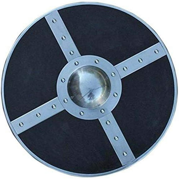 THOR INSTRUMENTS 24" Medieval Armor Wooden Shield| Viking Shield| Battle Ready LARP Costume Black