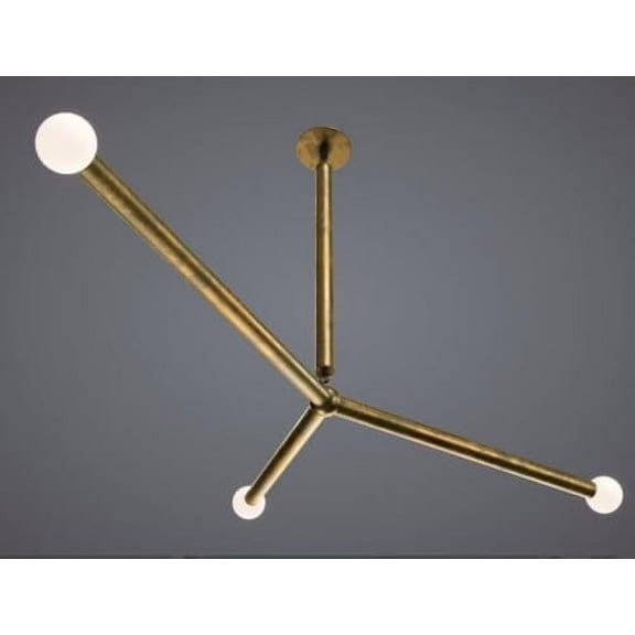 THOR INSTRUMENTS 3 Light Mini Modern Brushed Brass Sputnik Chandelier Light Fixture Ceiling Light for Bedroom Living Dining Room Restaurant Hallway